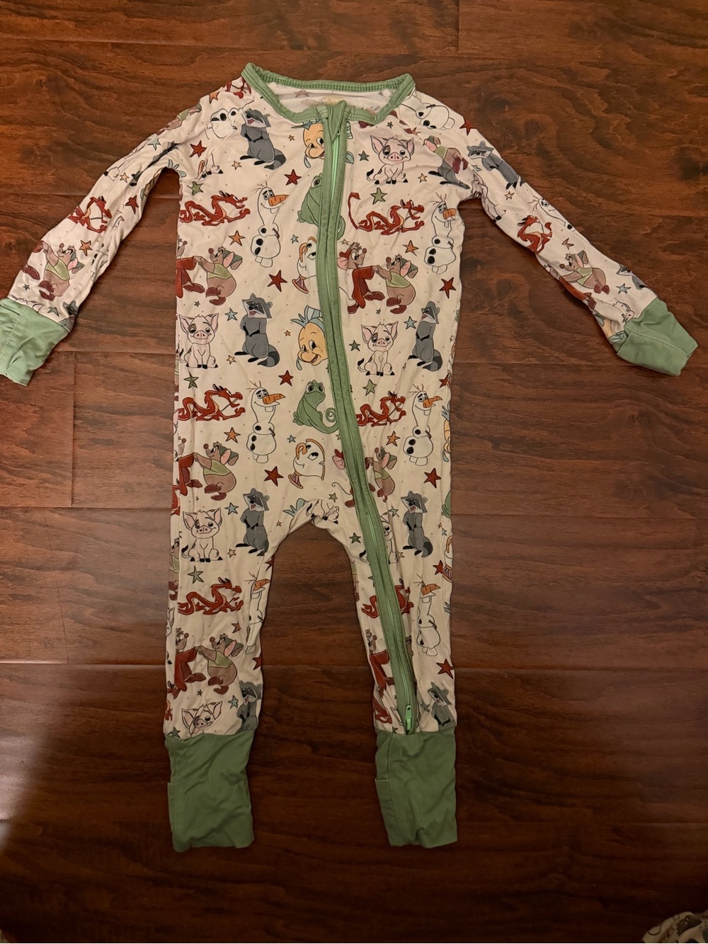 Disney Sidekicks 6-12 month bamboo sleeper with Green Trim